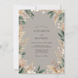 Taupe Organic Boho Wedding Invitation