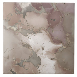 Taupe palette ink and gold abstract ceramic tile