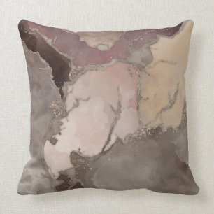 Taupe palette ink and gold abstract throw pillow