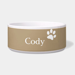 Taupe Personalised Dog Dish