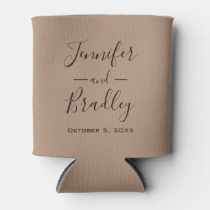 Taupe Personalised Wedding Can Cooler