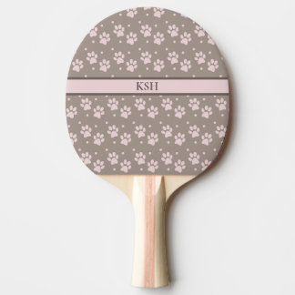 Taupe & Pink Paw Print Collection Ping Pong Paddle
