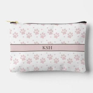 Taupe & Pink Paw Print Cosmetic Bag – Personalized