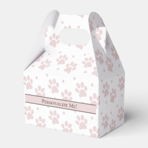 Taupe & Pink Paw Print – Personalised Party Favour Box