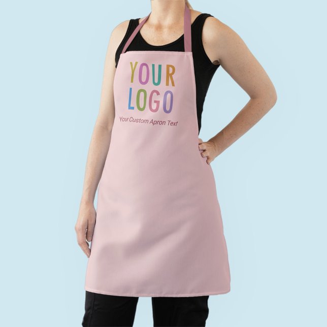 Taupe Pink Personalised Apron Custom Business Logo (MISOOK Taupe Pink Apron with Logo)