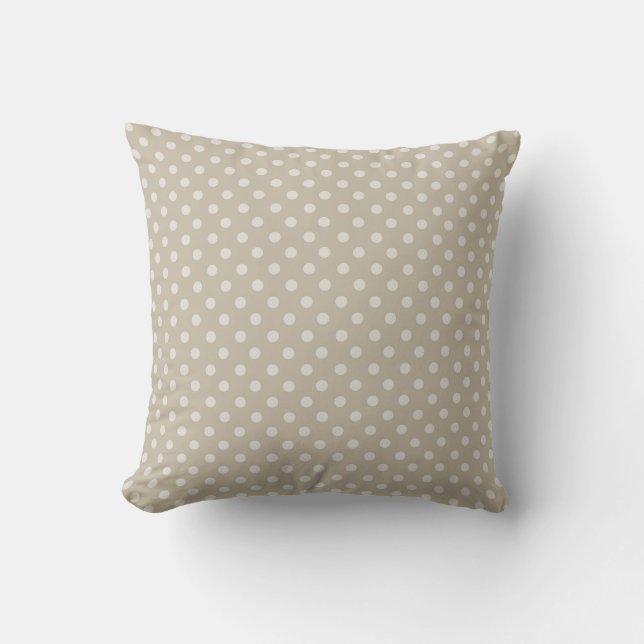 Taupe polka dot patterned cushion (Front)