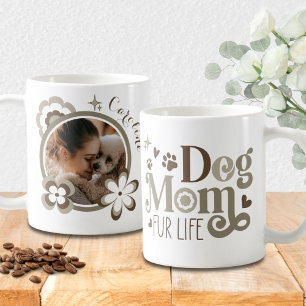 Taupe Retro Dog Mum Photo Coffee Mug