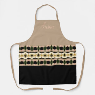 Taupe Rosy Pink  And Black Apron