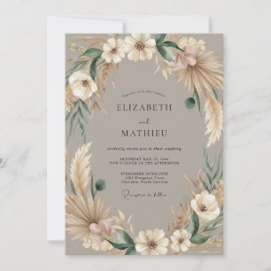 Taupe Rustic Bohemian Wedding Invitation