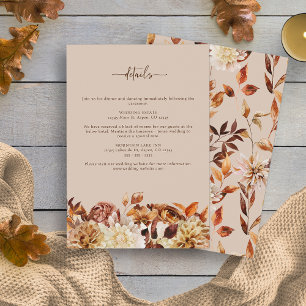 Taupe Rustic Leaves Fall Details Enclosure Card