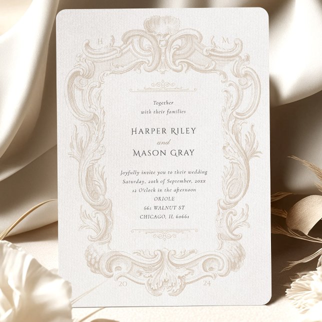 Taupe Sand Elegance Baroque Wedding Invitation (Creator Uploaded)