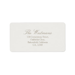 Taupe Sand   Minimalist Calligraphy Wedding Label