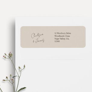 Taupe   Script Welcome Wedding Address Return Address Label
