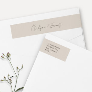 Taupe Script Welcome Wedding Address Wrap Around Label