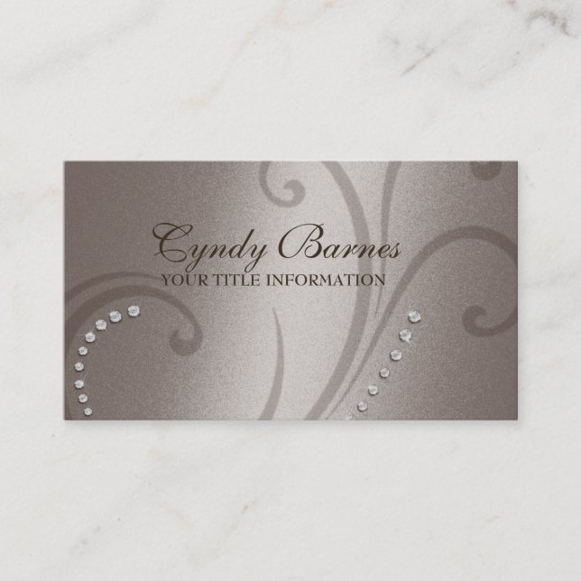 Taupe Shimmer and Crystals Business Card (Front)