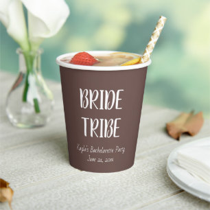 Taupe Simple Colour Wedding Bride Tribe Paper Cups