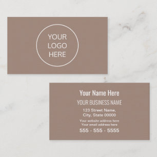Taupe Simple Modern Add Your Logo Business Card