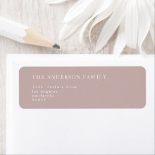 Taupe Simple Pink White Modern Return Address Label