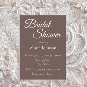 Taupe Simple Style Bridal Shower Invitation