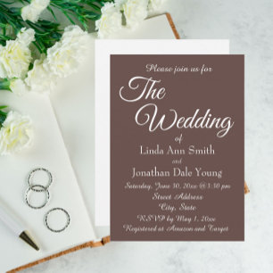 Taupe Simple Style Wedding Invitation