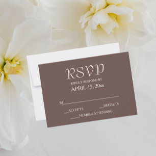 Taupe Simple Style Wedding RSVP Card