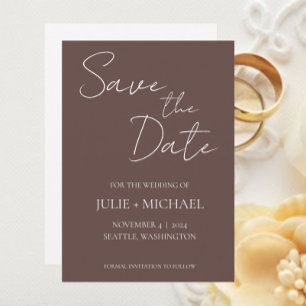Taupe Simple Style Wedding Save The Date