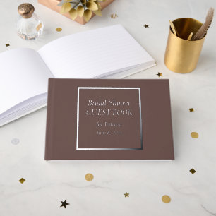 Taupe Simple Stylised Lettering Bridal Shower Guest Book