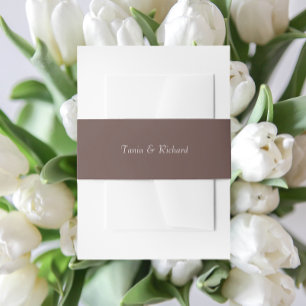 Taupe Simple Stylised Name Wedding Invitation Belly Band