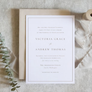 Taupe Simple Typography Formal Wedding Invitation