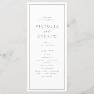 Taupe Simple Typography Formal Wedding Program