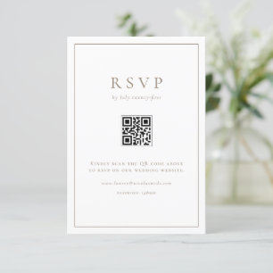 Taupe Simple Typography QR Code Formal Wedding RSVP Card