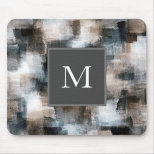 Taupe Slate Brushstrokes Mouse Pad