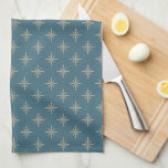Taupe Stars on Blue Atomic Mid Century Pattern Tea Towel<br><div class="desc">Go back to a time of simple atomic era kitchen decor with this fun tan stars on blue mid century modern kitchen towel.</div>