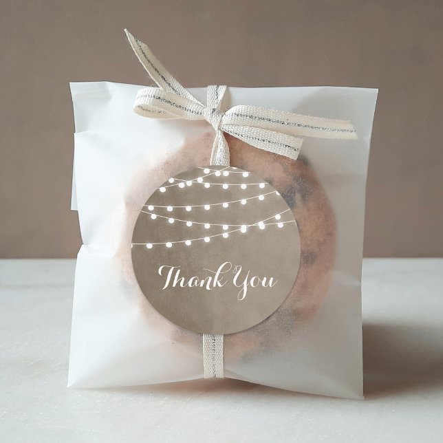 Taupe String Lights Thank You Sticker (Creator Uploaded)