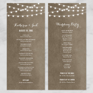Taupe String Lights Wedding Program