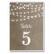 Taupe String Lights Wedding Table Numbers