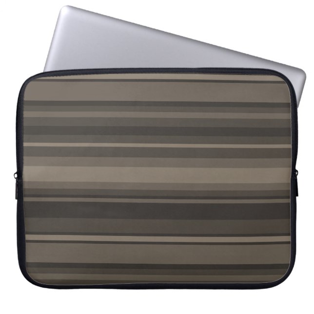 Taupe stripes laptop sleeve (Front)