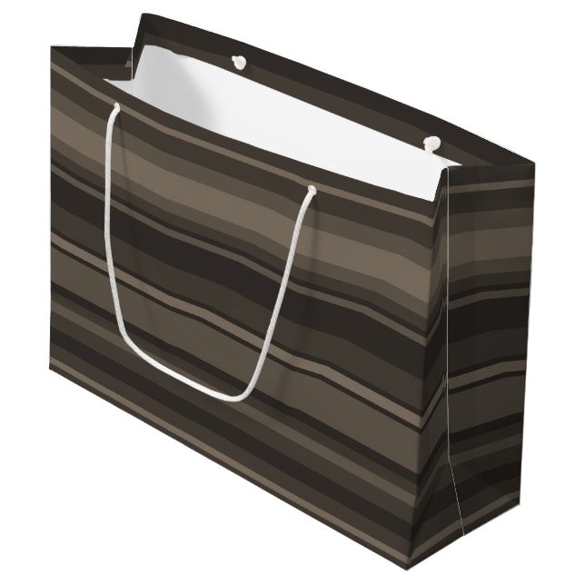 Taupe stripes large gift bag (Front Angled)