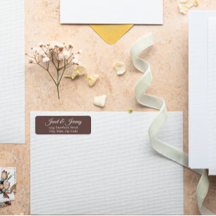 Taupe Stylised Names Wedding Return Address Label