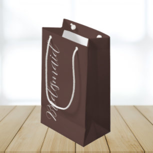 Taupe Stylised Script Wedding Bridesmaid Small Gift Bag