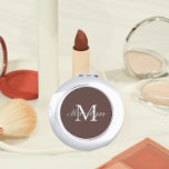 Taupe Stylised Wedding Bridesmaid Monogram Compact Mirror<br><div class="desc">A personalised compact mirror for your wedding bridesmaid or maid of honour that has her initial and name stylised on a trendy,  taupe colour background. Edit to replace initial and name. Select your compact mirror style.</div>