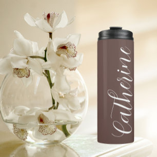 Taupe Stylised Wedding Bridesmaid Name Thermal Tumbler
