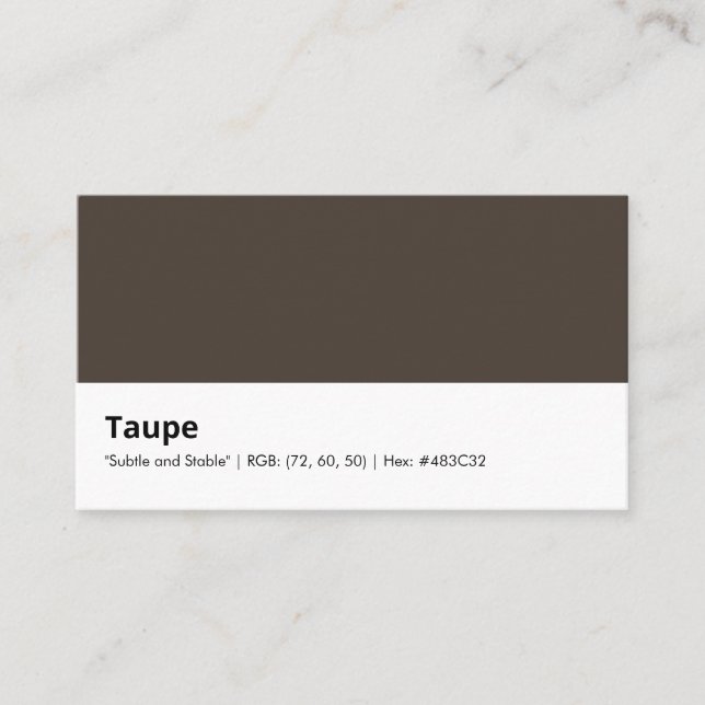 Taupe | "Subtle and Stable" Business Card (Front)