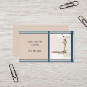 Taupe Tailor Sewing Machine Business Card