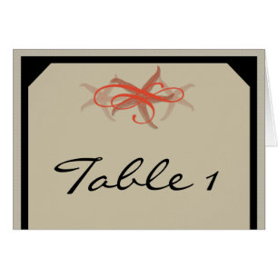 Taupe Tangerine Seaside Wedding Table Number tent