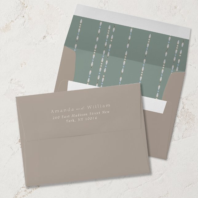 Taupe Wedding Envelope with Sage Green Liner  (Creator Uploaded)