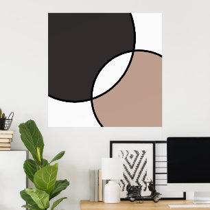 Taupe White Circles  Poster