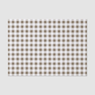Taupe White Gingham Pattern Tissue Paper