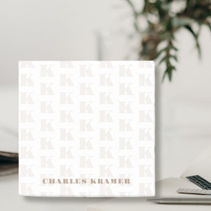 Taupe White Minimal Bold Monogram Initial Letter Post-it Notes