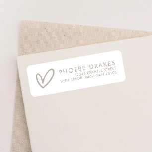 Taupe & White Minimal Bridal Shower Return Address Label